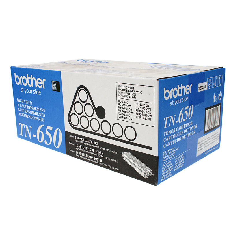 OEM Brother (TN650) Toner Cartridge, Black, 8K High Yield
