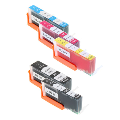 Remanufactured Canon PGI-280XXL/CLI-281XXL (2021C007) Inkjet Color Combo, Blk,Blk, Cyan, Magenta, Yellow, 5 Cartridge Pack (K/K/C/M/Y), Super High Yield