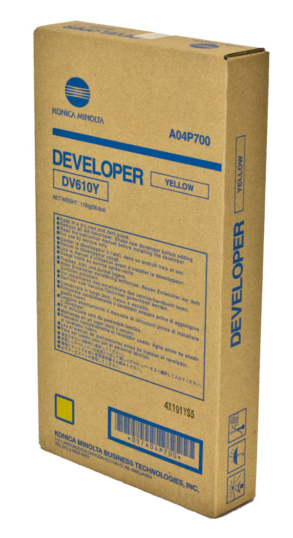 OEM Konica Minolta DV610Y (A04P700) Developer, Yellow, 200K Yield
