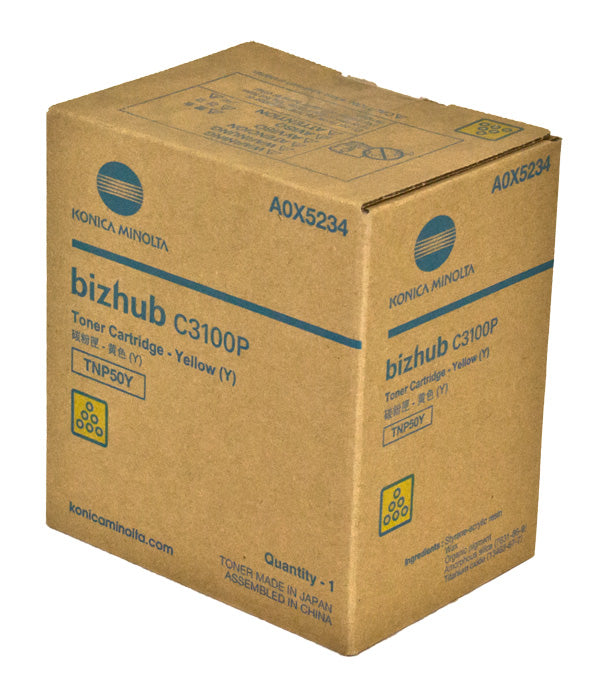 OEM Konica Minolta TNP50Y (A0X5234) Toner Cartridge, Yellow, 6K Yield