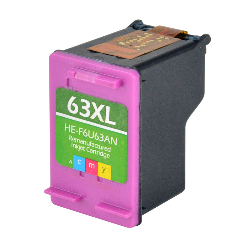 Remanufactured HP 63XL (F6U63AN) InkJet Cartridge, Tri-Color, 330 High Yield