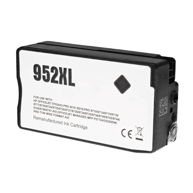 Remanufactured HP 952XL (F6U19AN) InkJet Cartridge, Black, 2K High Yield, New Chip, Firmware Safe