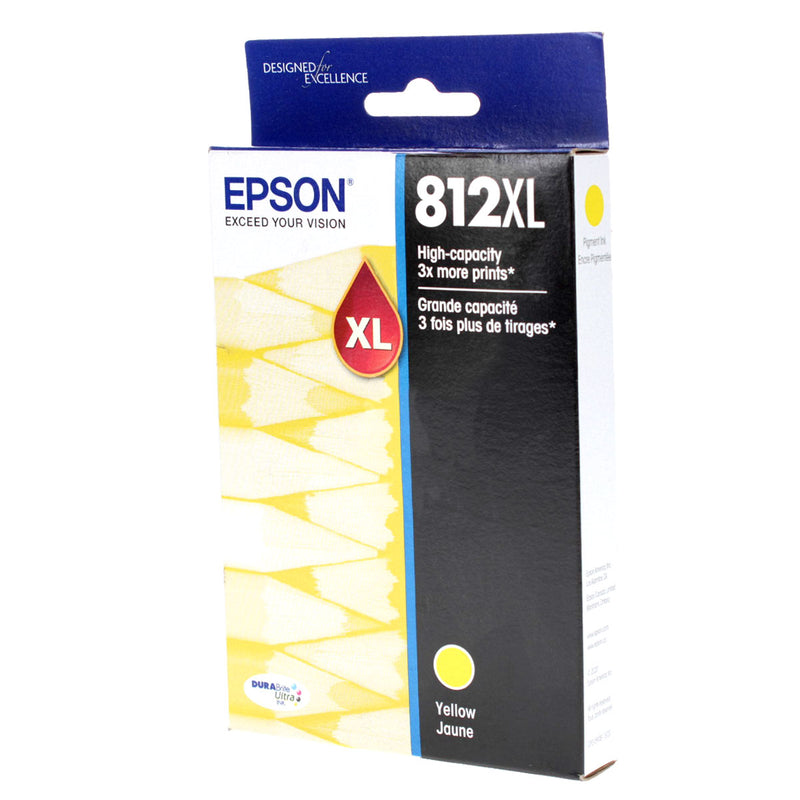 OEM Epson T812XL (T812XL420) InkJet Cartridge, Yellow, 1.1K Ultra High Yield
