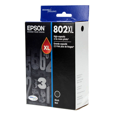 OEM Epson 802XL (T802XL120) Inkjet, Black, 2.6K High Yield