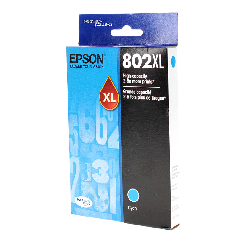 OEM Epson 802XL (T802XL220) Inkjet, Cyan, 1.9K High Yield