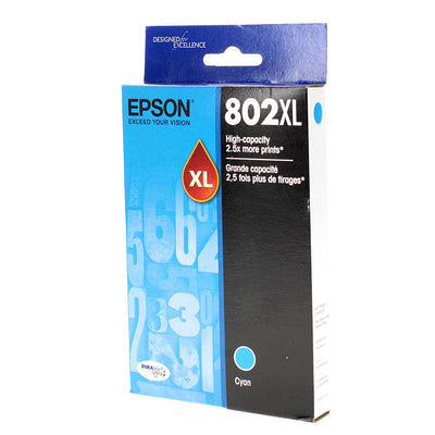OEM Epson 802XL (T802XL220) Inkjet, Cyan, 1.9K High Yield