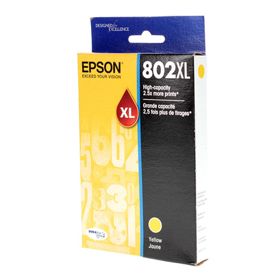 OEM Epson 802XL (T802XL420) Inkjet, Yellow, 1.9K High Yield