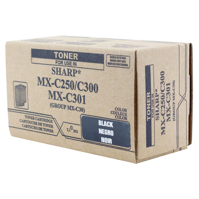 Compatible Sharp MX-C250 / MX-C300 / MX-C301 (MX-C30NT-B) Toner Cartridge, Black, 6K Yield, TAA Compliant, Made in USA