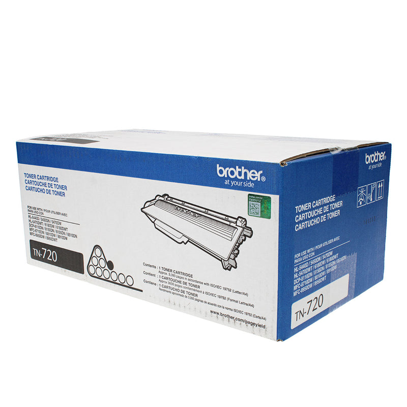 OEM Brother  (TN720) Toner Cartridge, Black, 3K Yield