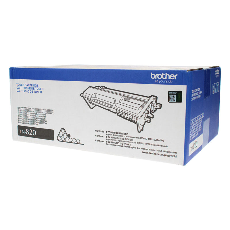 OEM Brother  (TN820) Toner Cartridge, Black, 3K Yield
