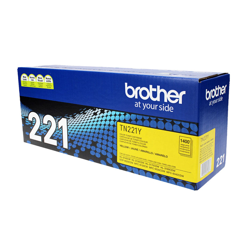 OEM Brother  (TN221Y) Toner Cartridge, Yellow, 1.4K Yield