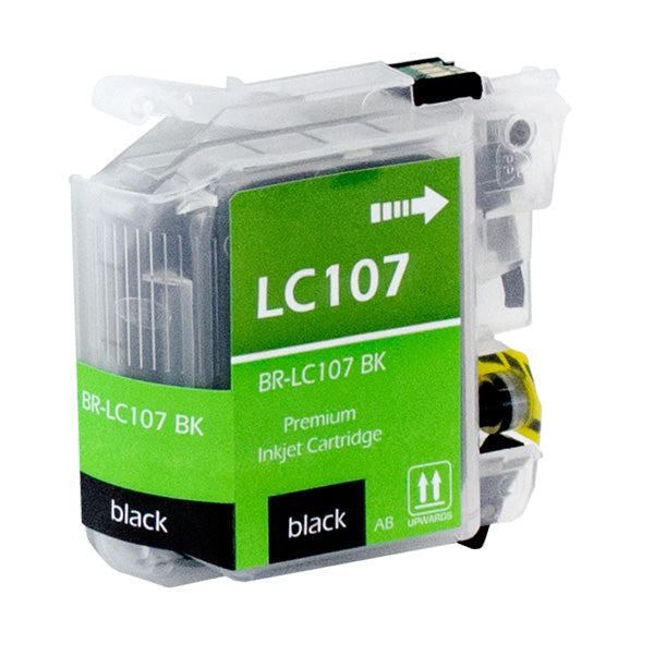 Compatible Brother LC107 (LC107BK) InkJet Cartridge, BLACK, 1.2K Super High Yield