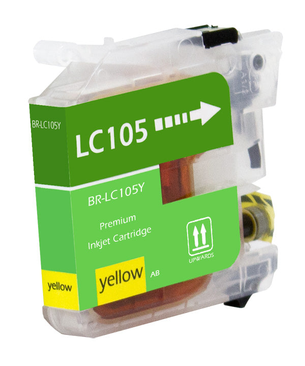 Compatible Brother LC105 (LC105Y) InkJet Cartridge, Yellow, 1.2K Super High Yield