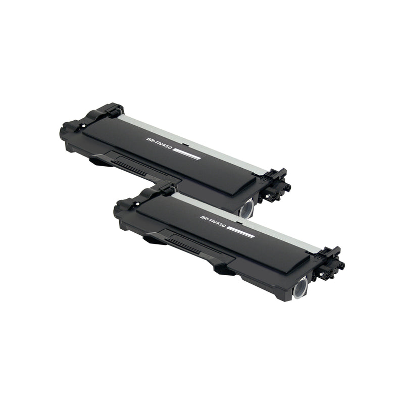 Compatible Brother TN450 (TN450, TN420) Toner Cartridge, Black, 2.6K High Yield, 2 Cartridge Value Pack