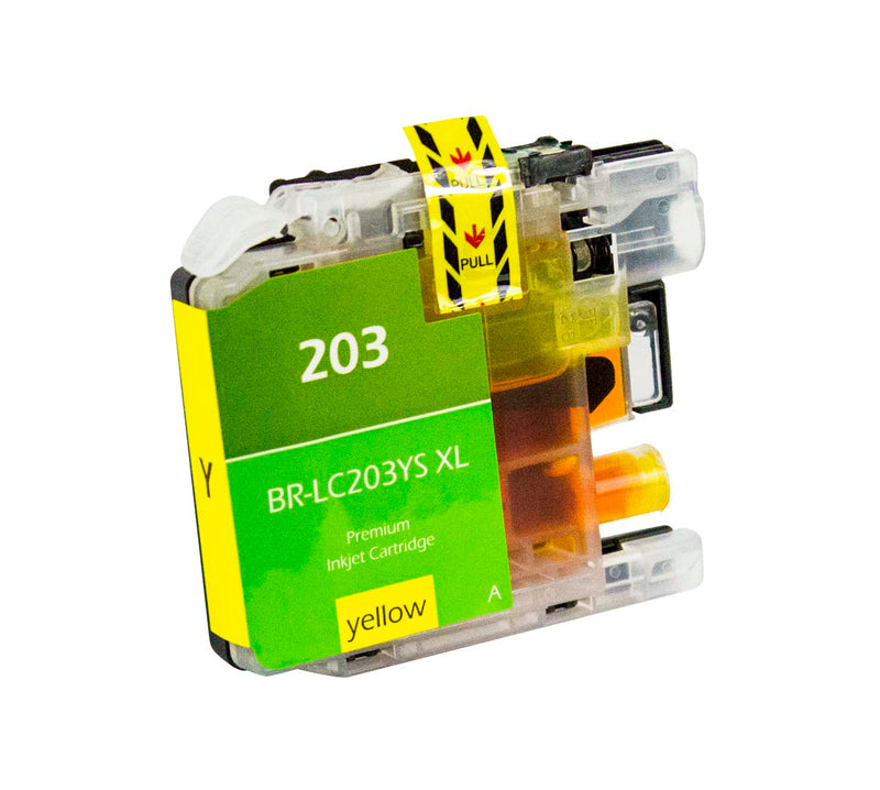 Compatible Brother LC203 XL (LC203YXL) InkJet Cartridge, Yellow, 550 High Yield