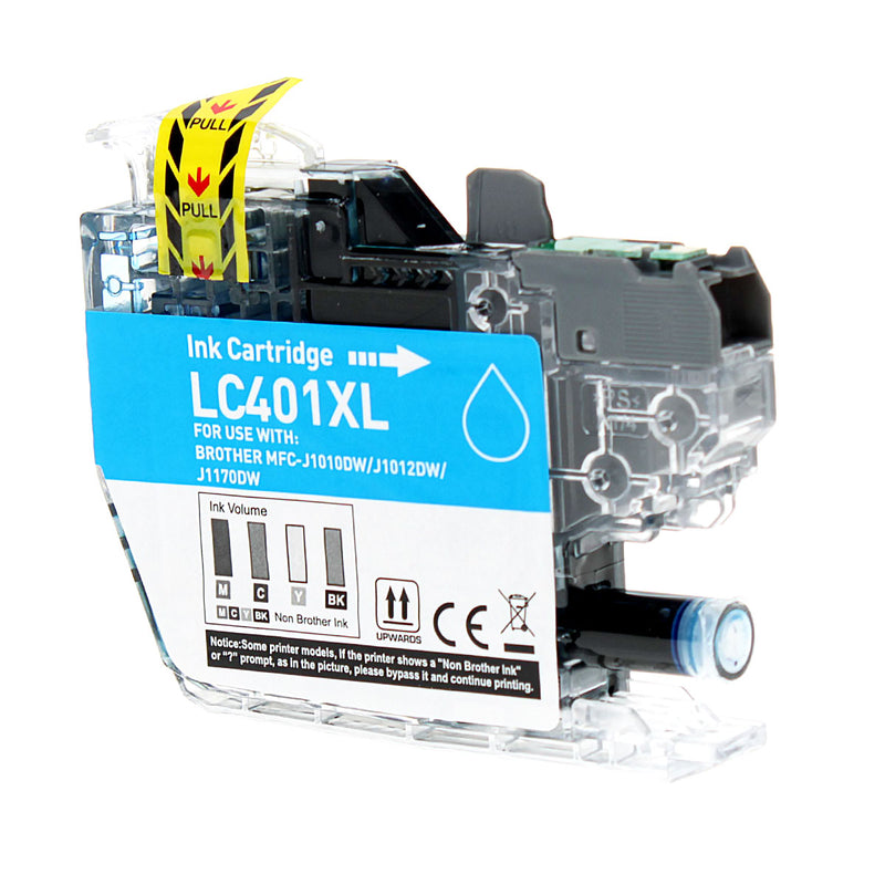 Compatible Brother LC401XLC Inkjet Cartridge, Cyan, 500 High Yield