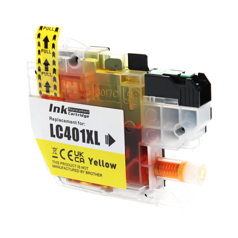 Compatible Brother LC401XLY Inkjet Cartridge, Yellow, 500 High Yield
