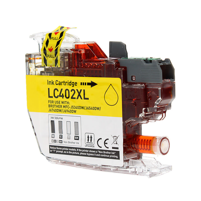 Compatible Brother LC402XLY Inkjet Cartridge, Yellow, 1500 High Yield