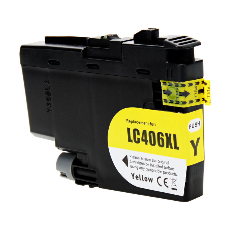 Compatible Brother LC406XLY Inkjet Cartridge, Yellow, 5000 High Yield