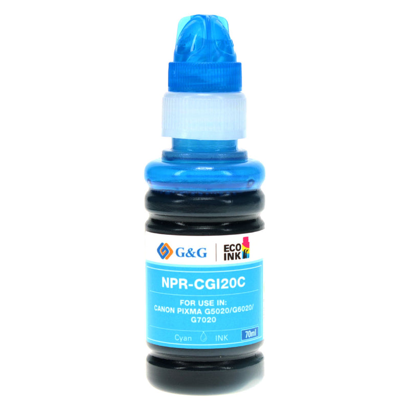 Compatible Canon GI-20 (GI-20C) InkJet Cartridge, Cyan, 70ml