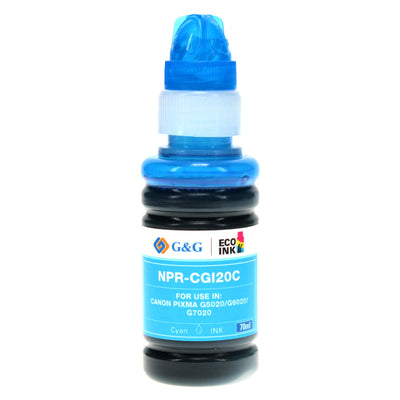 Compatible Canon GI-20 (GI-20C) InkJet Cartridge, Cyan, 70ml