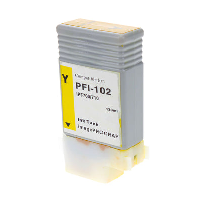 Remanufactured Canon PFI-102Y Wide Format Ink, Yellow, 130 ML
