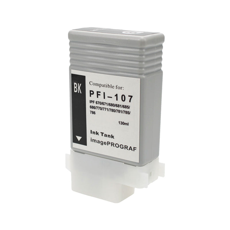 Compatible Canon PFI-107 (PFI-107BK) InkJet Cartridge, Black, 130ml