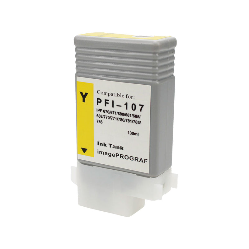 Compatible Canon PFI-107 (PFI-107Y) InkJet Cartridge, Yellow, 130ml