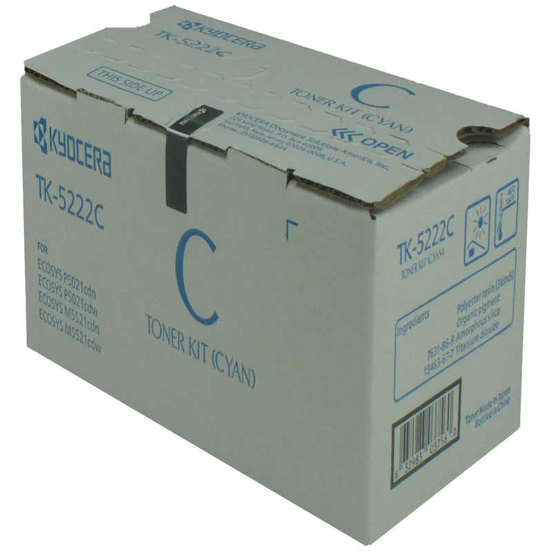 OEM Kyocera Mita TK-5222C (1T02R9CUS1) Toner Cartridge, Cyan, 1.2K Yield
