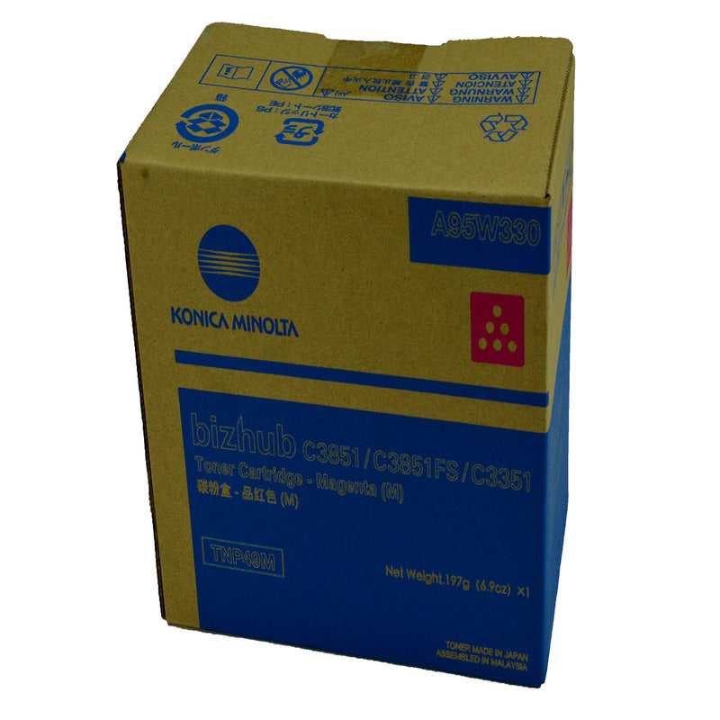OEM Konica Minolta TNP49M (A95W330) Toner Cartridge, Magenta, 12K Yield