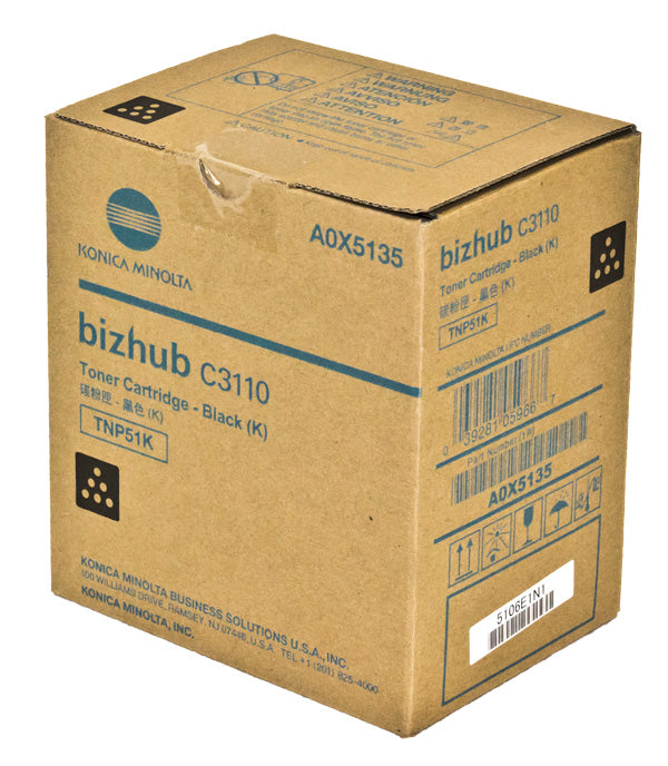 OEM Konica Minolta TNP51K (A0X5135) Toner Cartridge, Black, 6K Yield