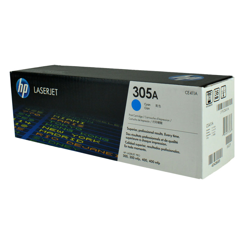 OEM HP 305A (CE411A) Toner Cartridge, Cyan, 2.6K Yield