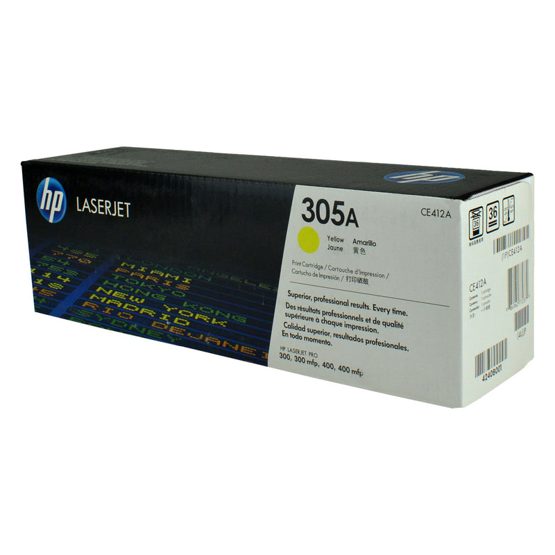 OEM HP 305A (CE412A) Toner Cartridge, Yellow, 2.6K Yield