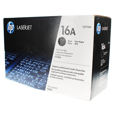 OEM HP 16A (Q7516A) Toner Cartridge, Black, 12K Yield
