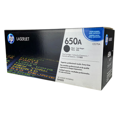 OEM HP 650A (CE270A) Toner Cartridge, Black, 13.5K Yield