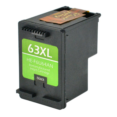 Remanufactured HP 63XL (F6U64AN) InkJet Cartridge, Black, 480 High Yield