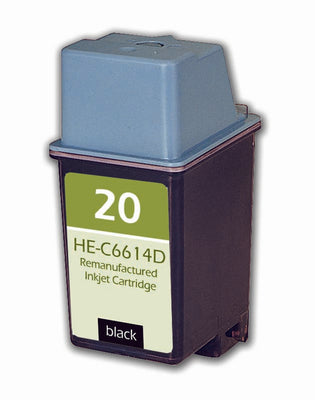 Remanufactured HP 20 (C6614DN) InkJet Cartridge, Black, 600 Yield