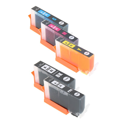Compatible HP 564XL (564XL BK/PBK/C/M/Y) Inkjet Color Combo, BK, P.BK,Cyan,Magenta,Yellow, 550/750 High Yield, 5 Cartridge Pack (K/PK/C/M/Y)