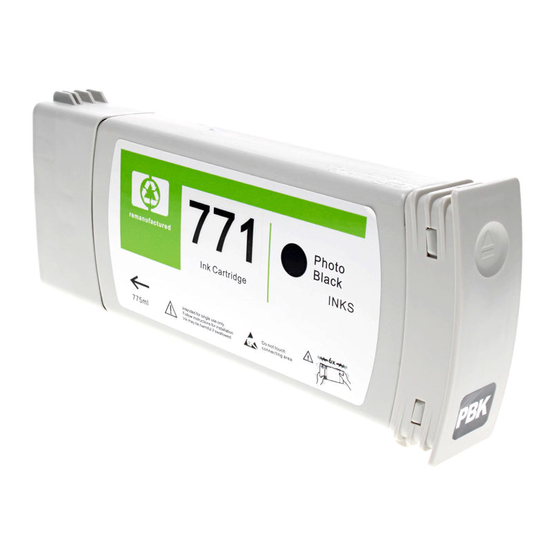 Remanufactured HP 771A (B6Y21A) Wide Format, Photo Black, 775ml Yield