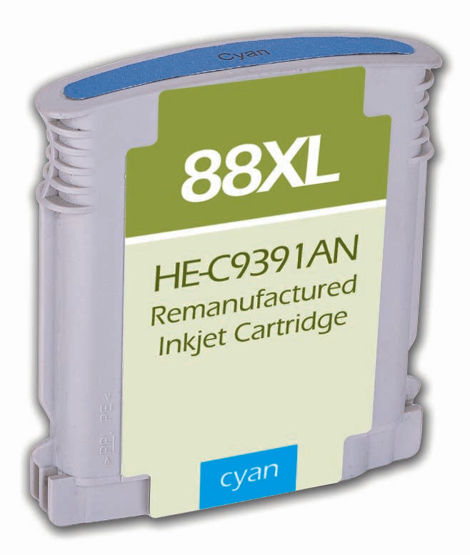 Remanufactured HP 88XL (C9386AN) InkJet Cartridge, Cyan, 1540 High Yield