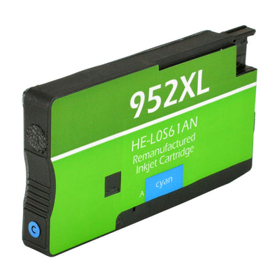 Remanufactured HP 952XL (L0S61AN) InkJet Cartridge, Cyan, 1600 High Yield, ., Bulk (No Box)