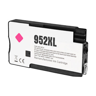 Remanufactured HP 952XL (L0S64AN) InkJet Cartridge, Magenta, 1.6K High Yield, New Chip, Firmware Safe
