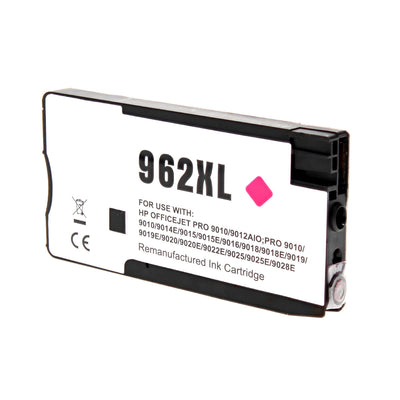 Remanufactured HP 962XL (3JA01AN) InkJet Cartridge, Magenta, 1.6K High Yield, New Chip, Firmware Update Enhanced