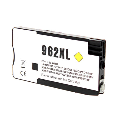 Remanufactured HP 962XL (3JA02AN) InkJet Cartridge, Yellow, 1.6K High Yield, New Chip, Firmware Update Enhanced
