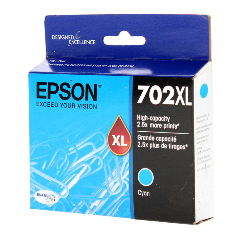 OEM Epson 702XL (T702XL220) Inkjet, Cyan, 950 High Yield