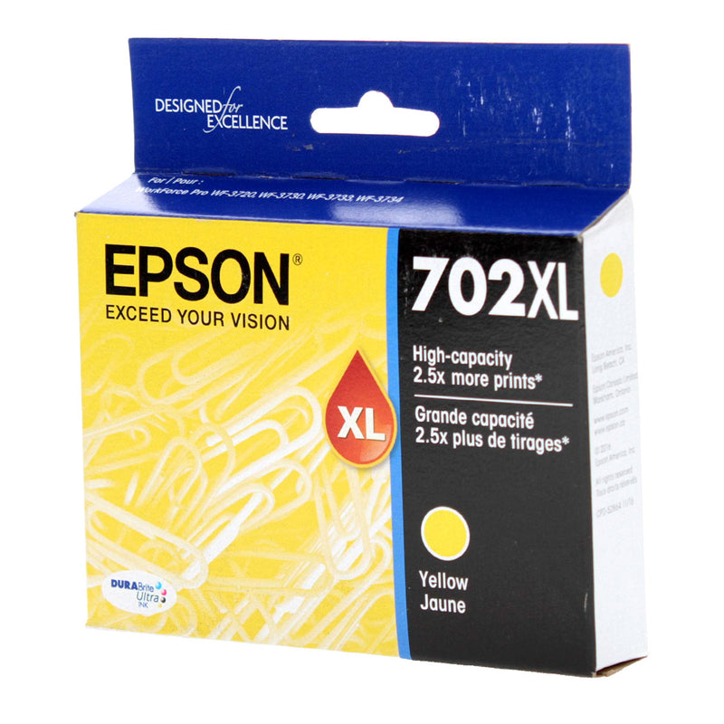 OEM Epson 702XL (T702XL420) Inkjet, Yellow, 950 High Yield