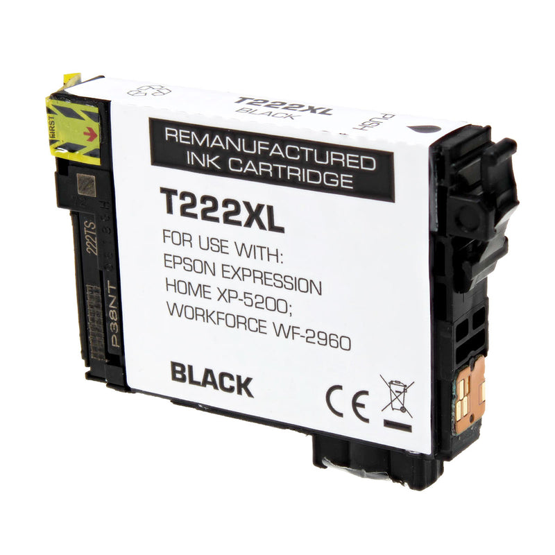 Remanufactured Epson 222XL (T222XL120) Inkjet Cartridge, Black, 450 High Yield, 450 High Yield