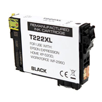 Remanufactured Epson 222XL (T222XL120) Inkjet Cartridge, Black, 450 High Yield, 450 High Yield