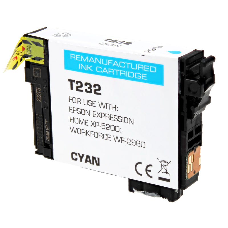 Remanufactured Epson 232 (T232220) Inkjet Cartridge, Cyan, 140 Yield, 140 Yield