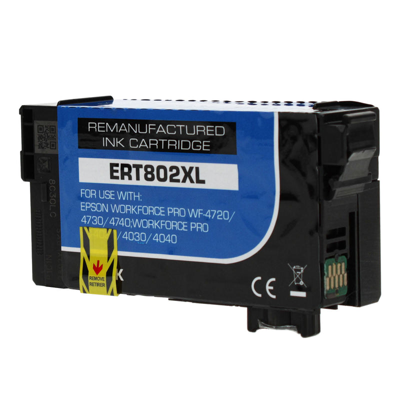 Remanufactured Epson 802XL (T802XL120) InkJet Cartridge, Black, 2600 Ultra High Yield